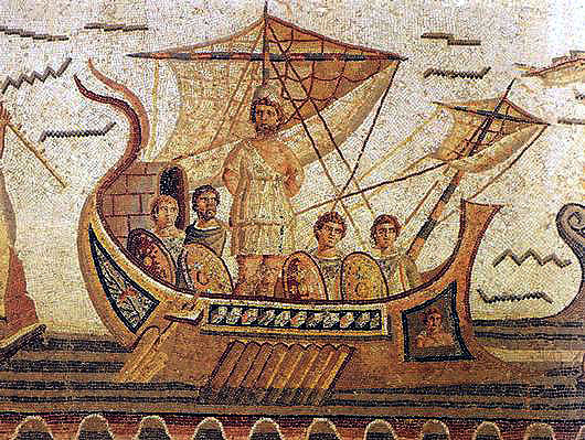 decorative Odysseus' ship mosaic